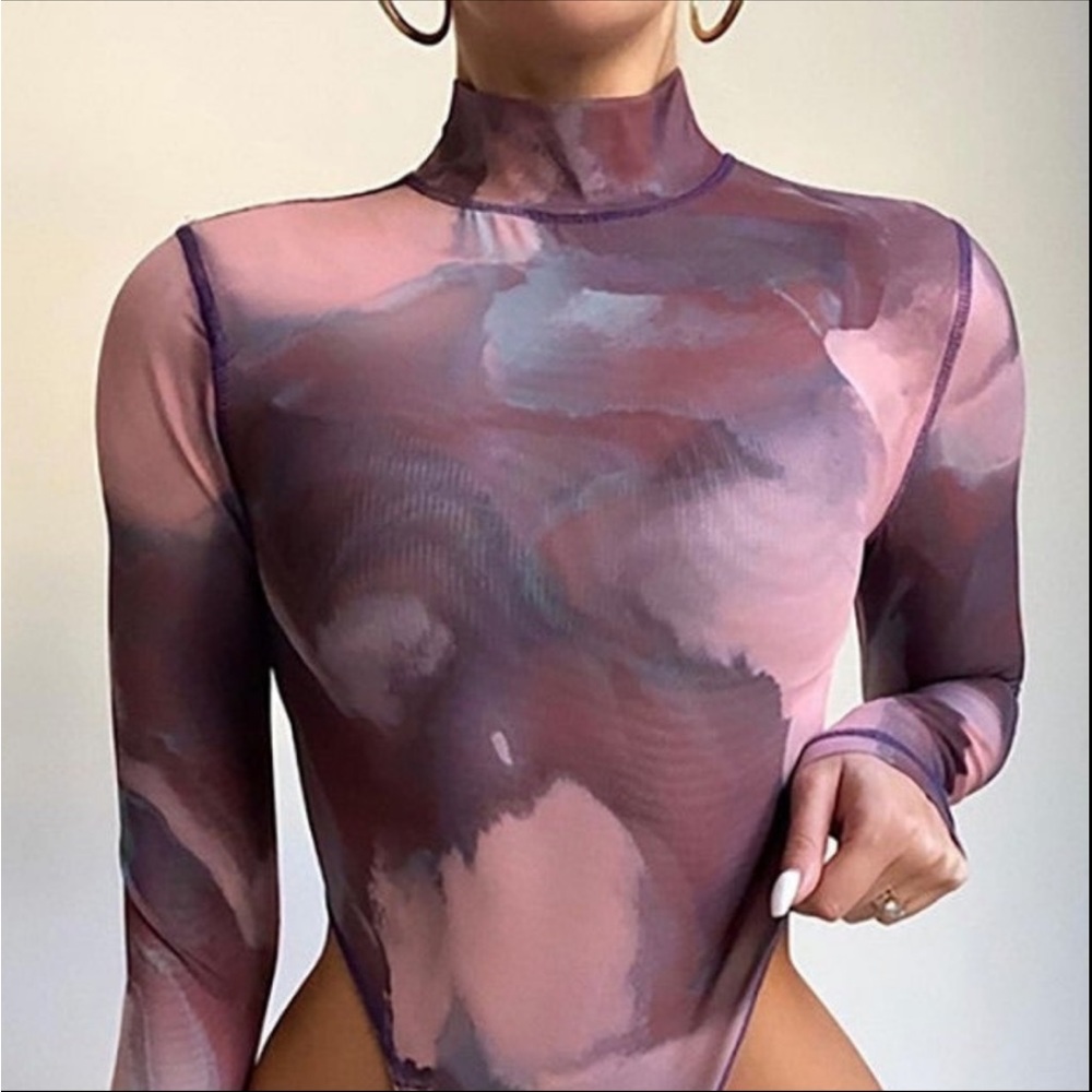tie dye mesh bodysuit